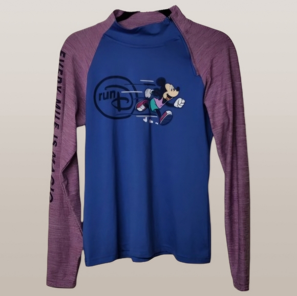 Run Disney Womens Small Mock Neck Pullover Blue Mickey "Every Mile is Magic" - Picture 1 of 5